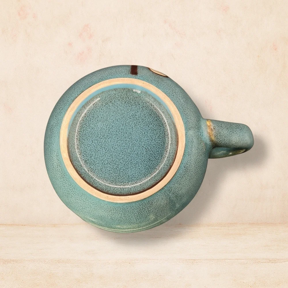 Great Gatherings Mug Hot Coffee Tea Soup Cup Teal Green Brown Circle Design Lg